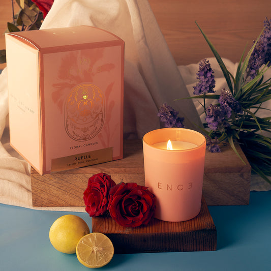 ENCE Ruelle Lemon & Indian Damask Rose Luxury Soy Candle (200g / 50 Hrs)