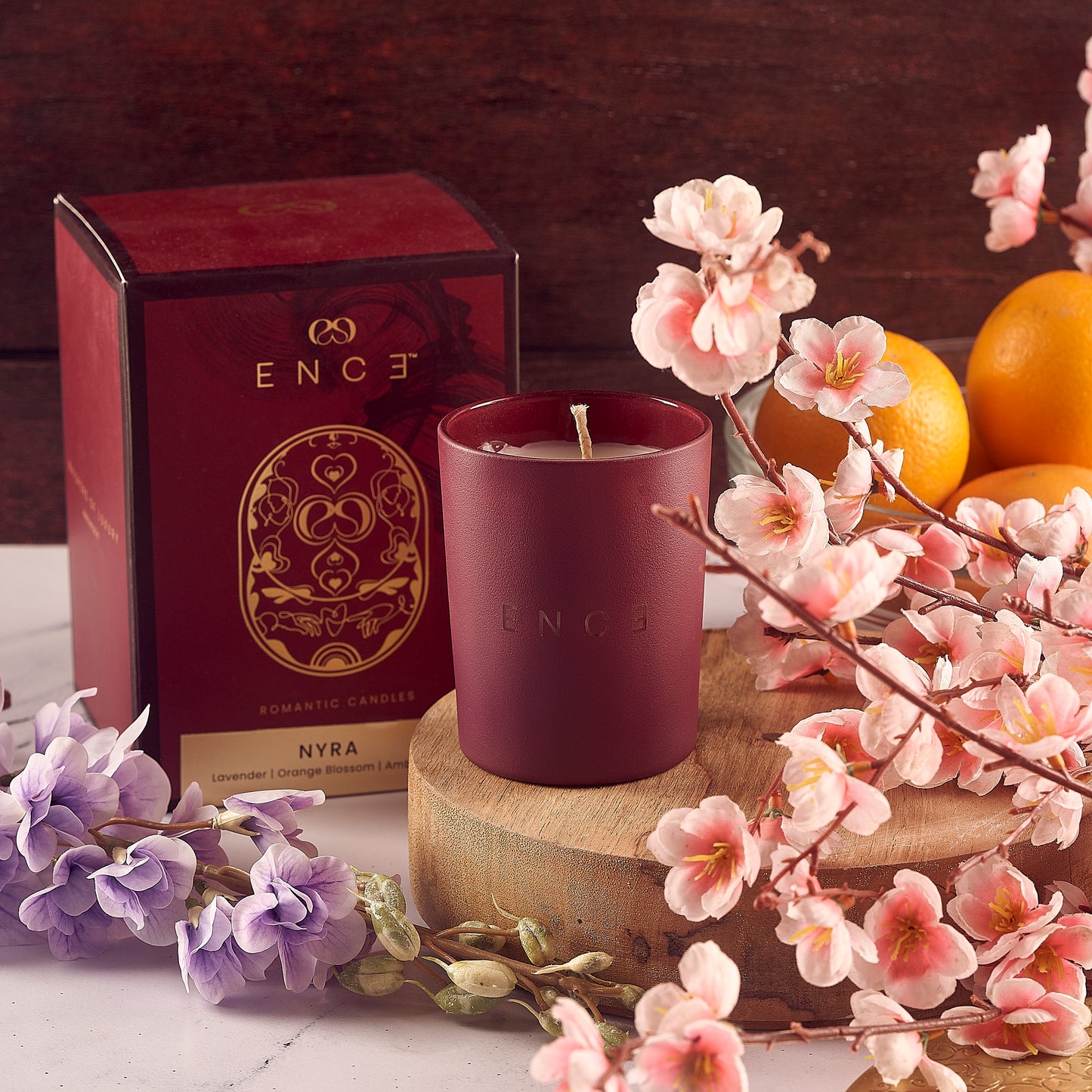 ENCE Nyra Lavendar & Orange Blossom Luxury Soy Candle (200g / 50 Hrs)