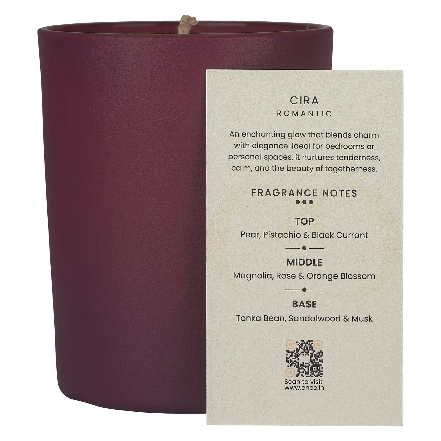 ENCE Cira Black Currant & Magnolia Luxury Soy Candle (200g / 50 Hrs)