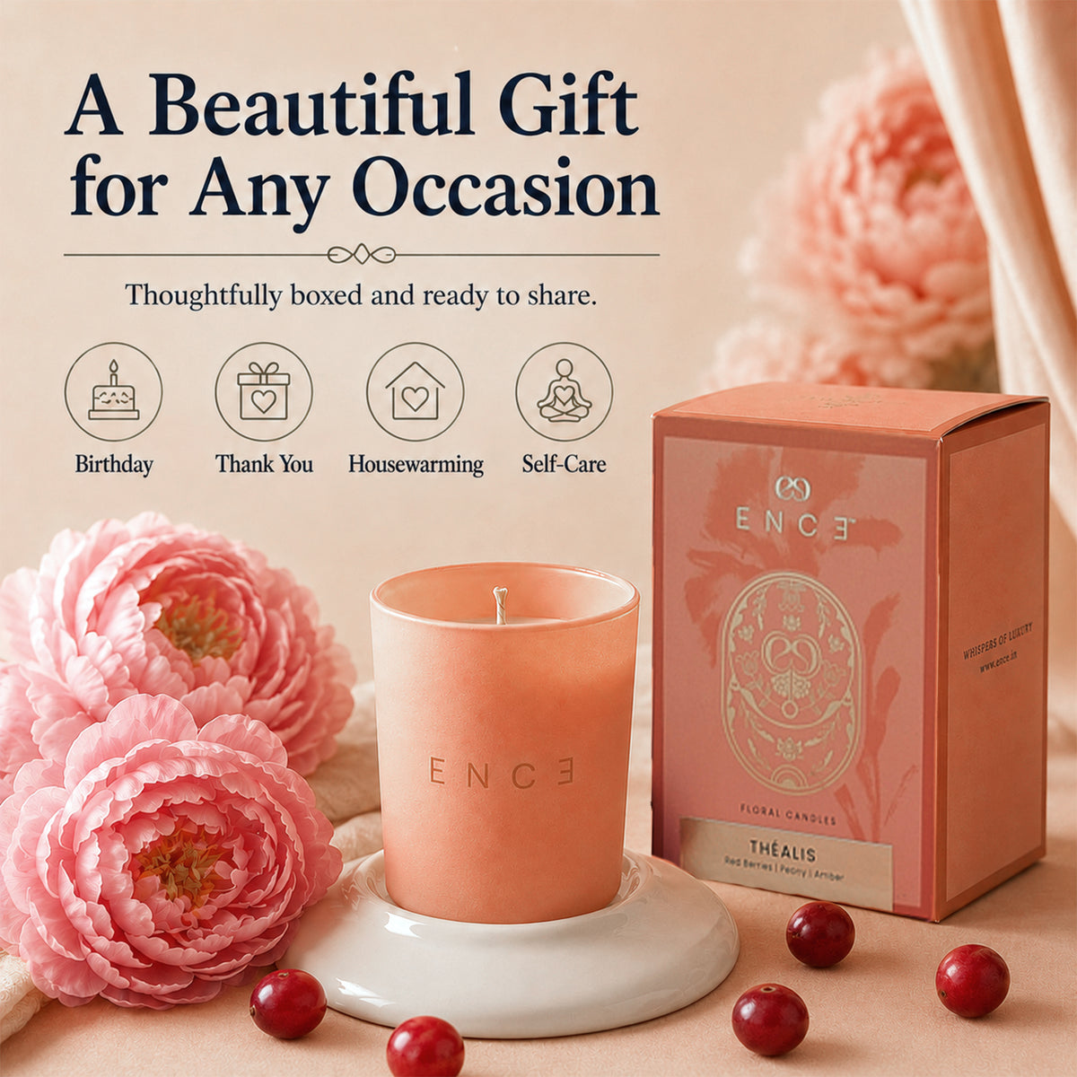Thelais  Red Berries & Peony Luxury Soy Candle