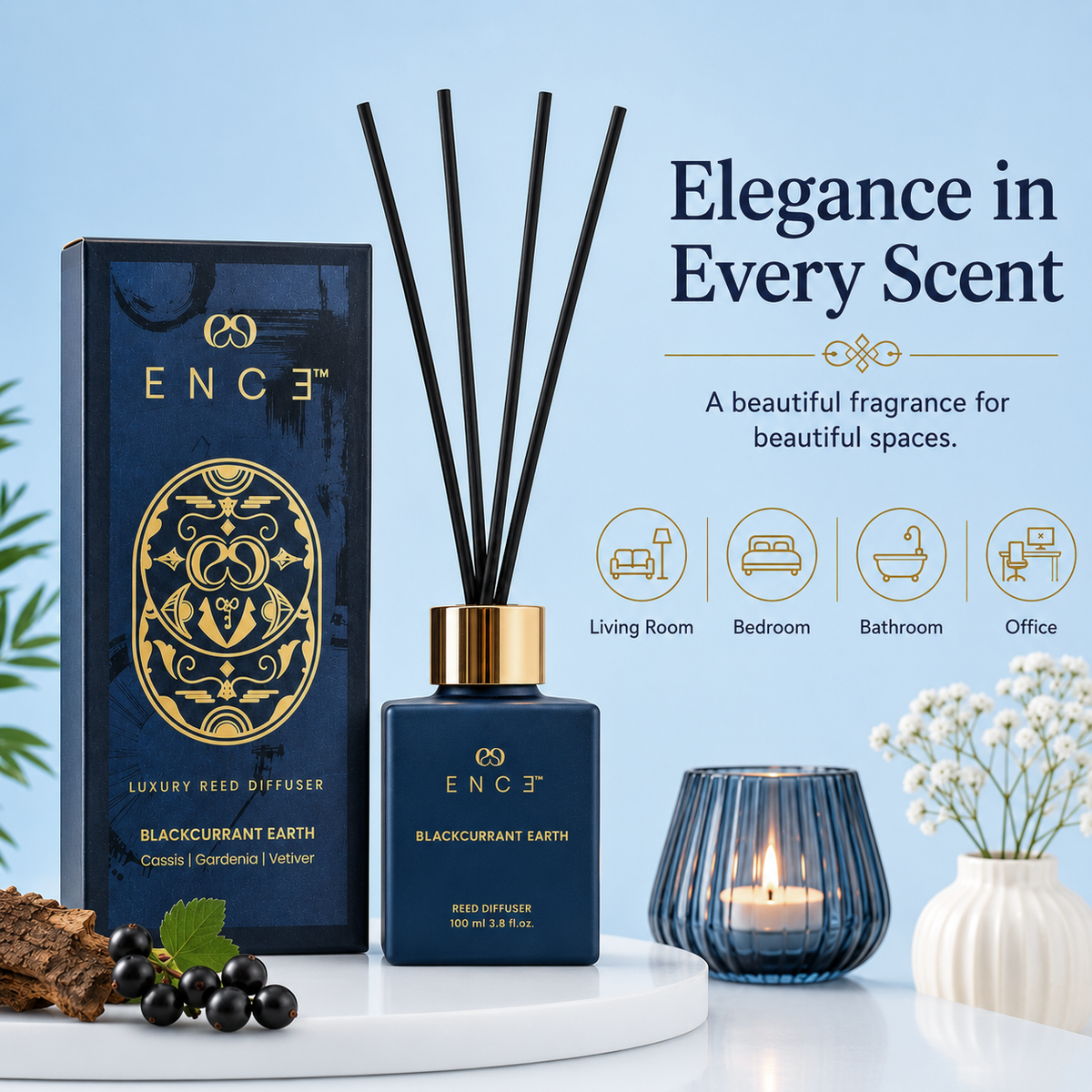 Blackcurrant Earth  Cassis & Gardenia Reed Diffuser