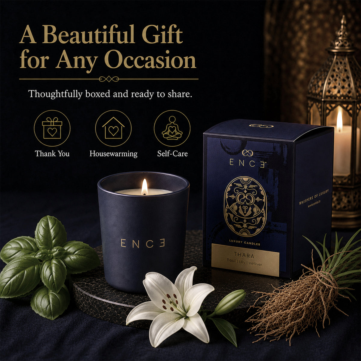 Thara  Basil & Lily Luxury Soy Candle