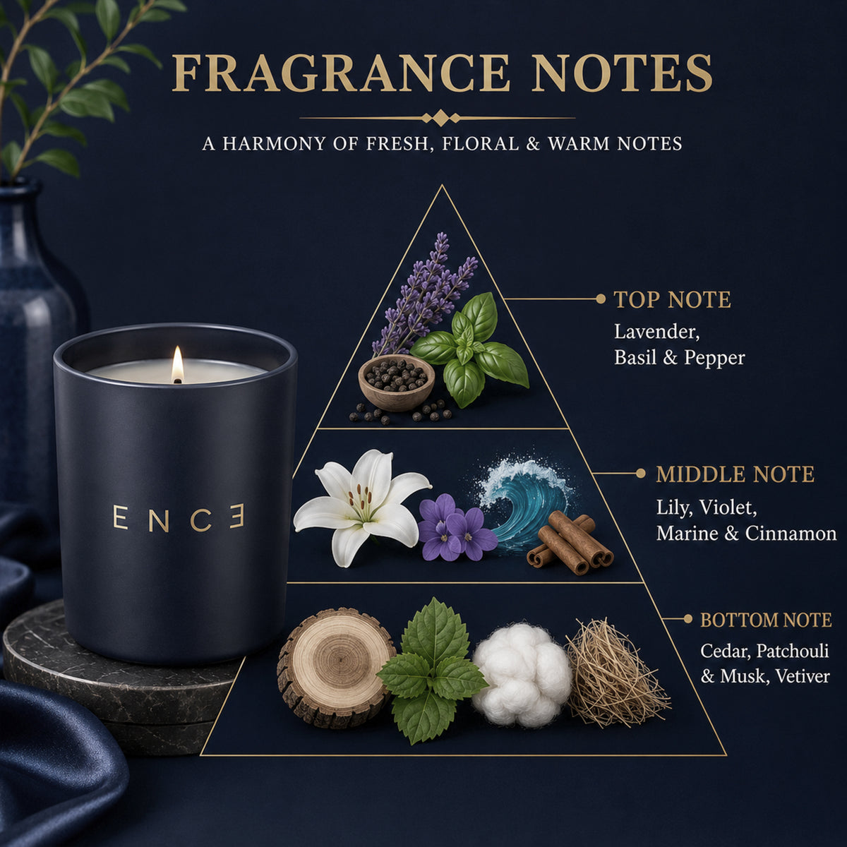 Thara  Basil & Lily Luxury Soy Candle