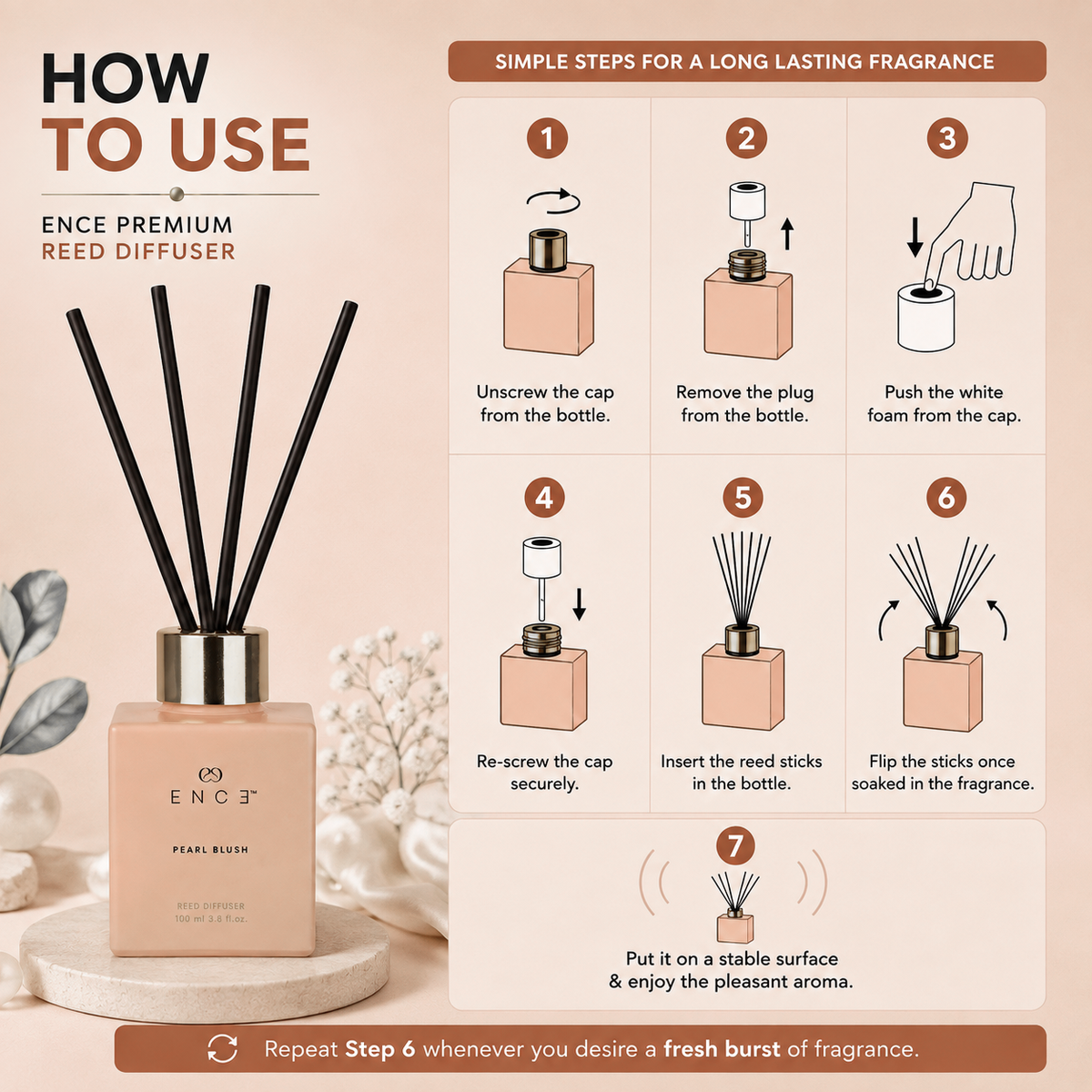 Pearl Blush  Pear & Indian Damask Rose Reed Diffuser