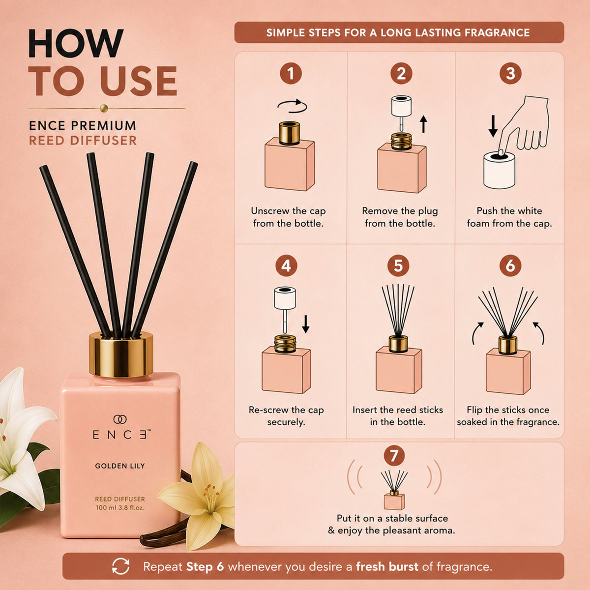 Golden Lily  Orange & Lily Of The Valley Reed Diffuser