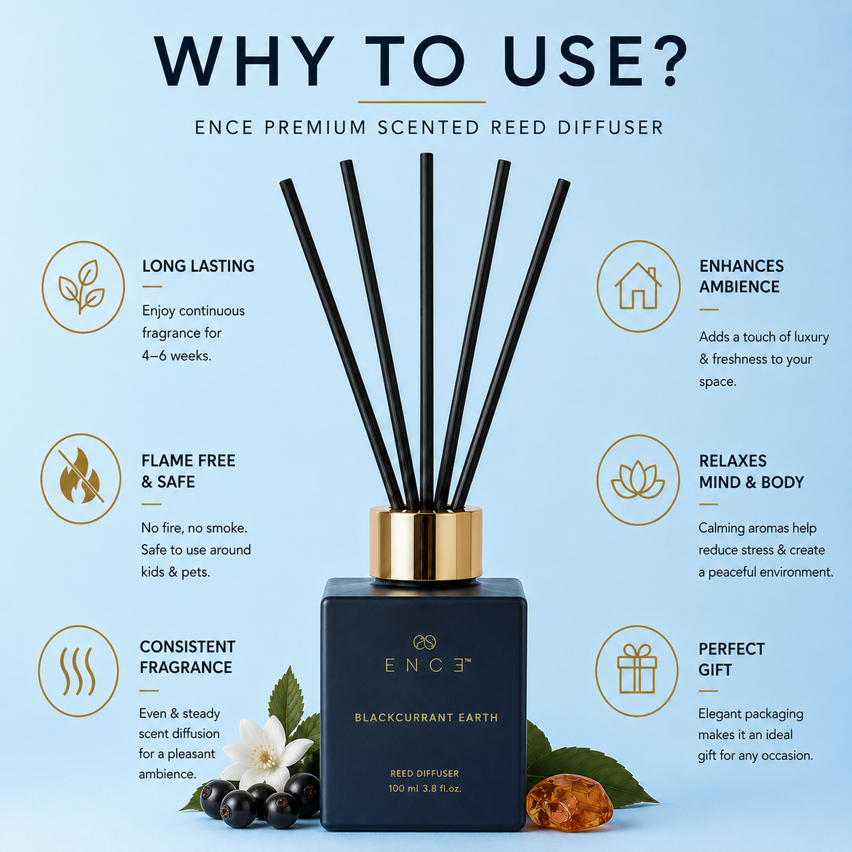 Blackcurrant Earth  Cassis & Gardenia Reed Diffuser