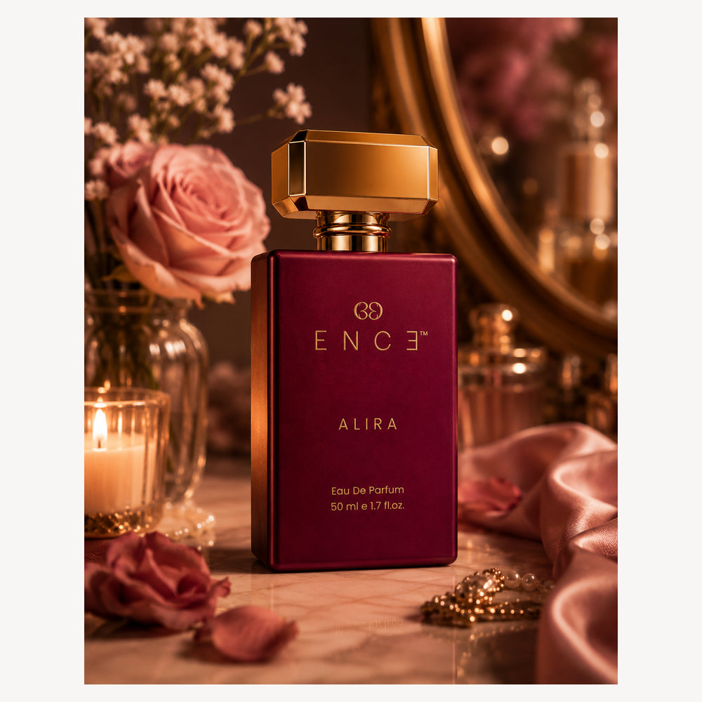ENCE Alira Pear & Orange Blossom Eau de Parfum (50ml / 20ml) – angled product shot (view 1)