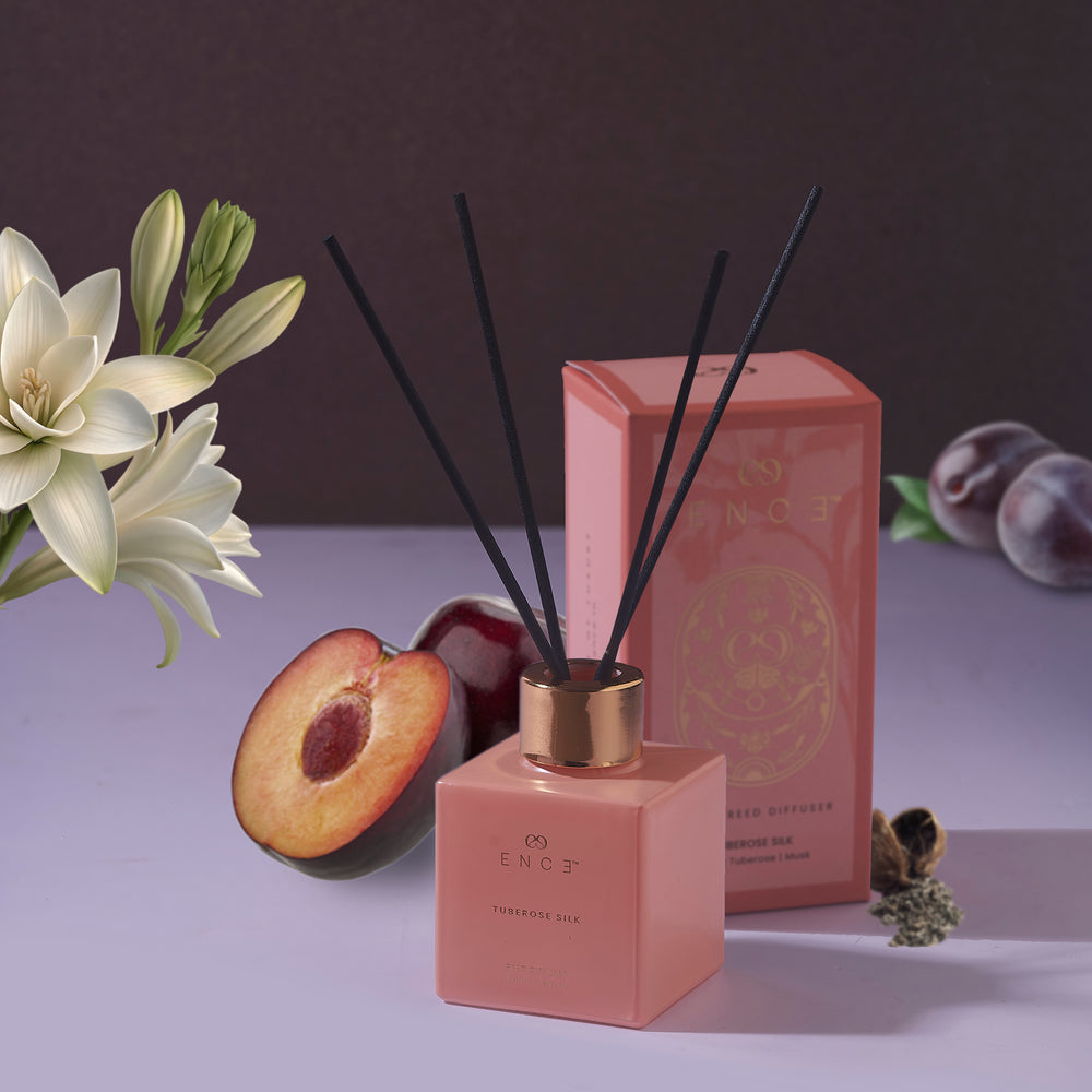 ENCE Tuberose Silk  Plum & Tubercose Reed Diffuser (100ml / 90 Days)