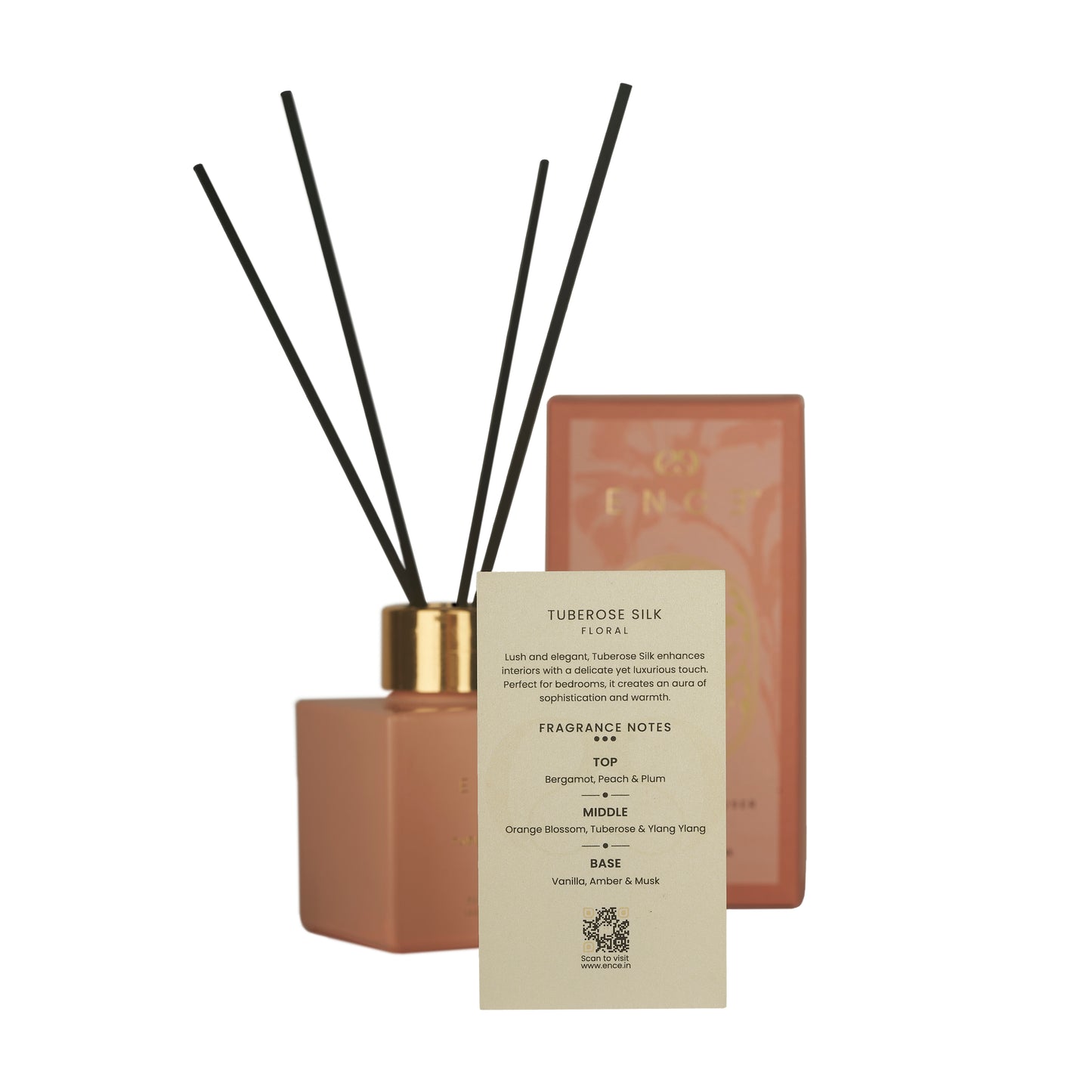 ENCE Tuberose Silk  Plum & Tubercose Reed Diffuser (100ml / 90 Days)