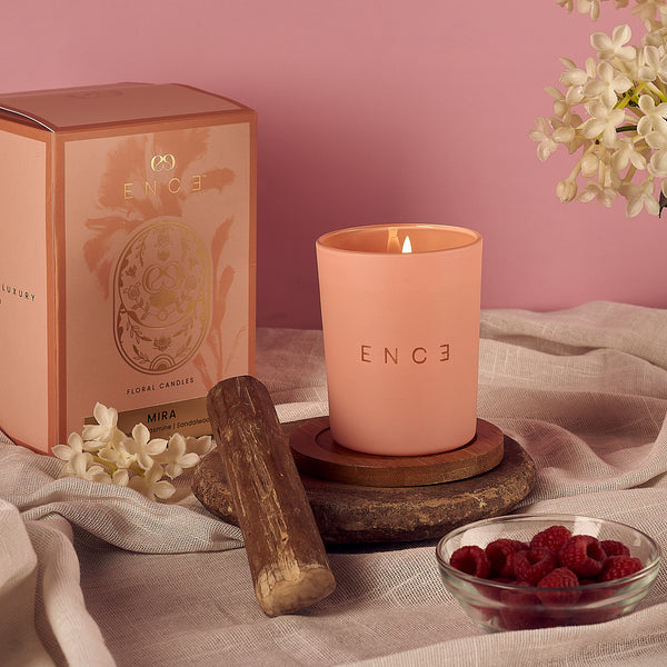 ENCE Mira  Rasberry & Arabian Jasmine Luxury Soy Candle (200g / 50 Hrs)