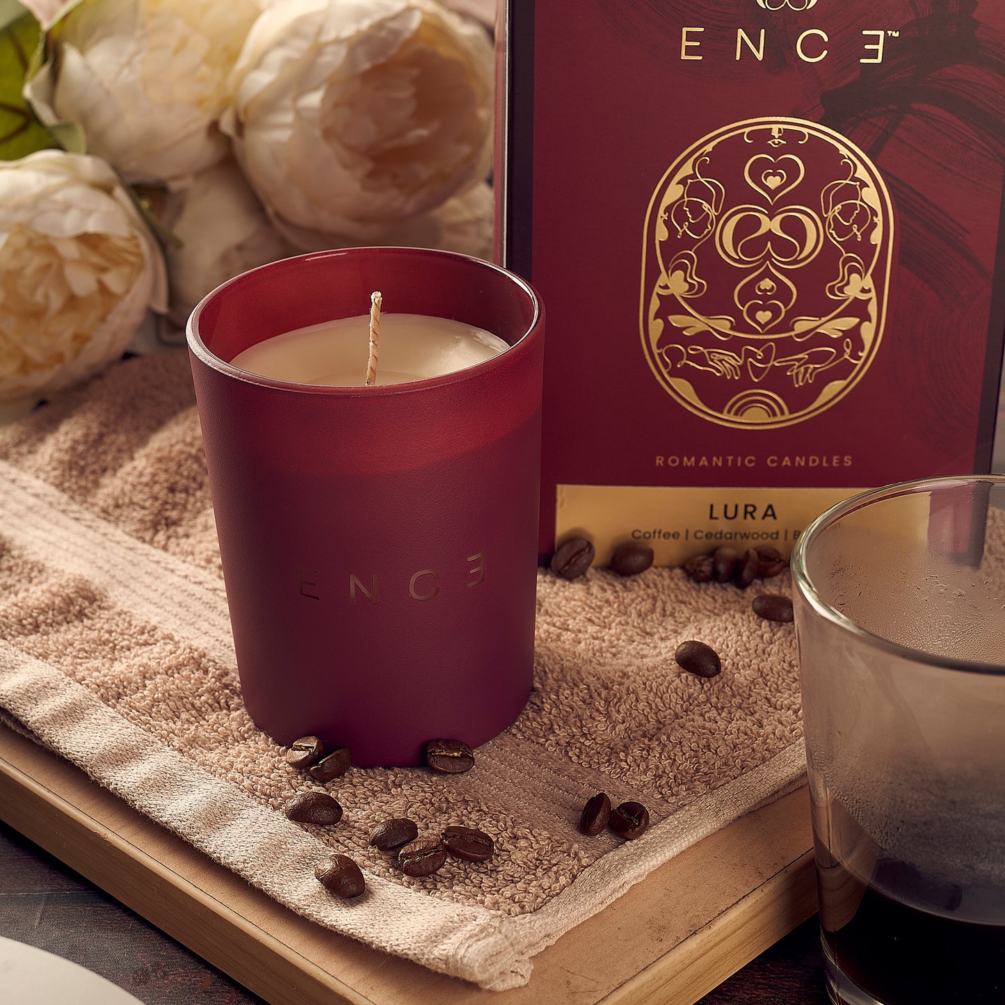 ENCE Lura  Coffee & Atlas Cedarwood Luxury Soy Candle (200g / 50 Hrs)
