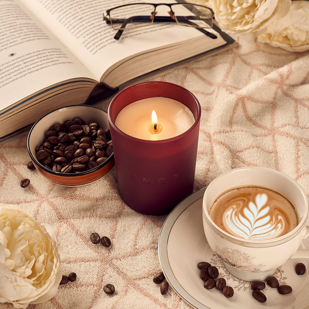 ENCE Lura  Coffee & Atlas Cedarwood Luxury Soy Candle (200g / 50 Hrs)