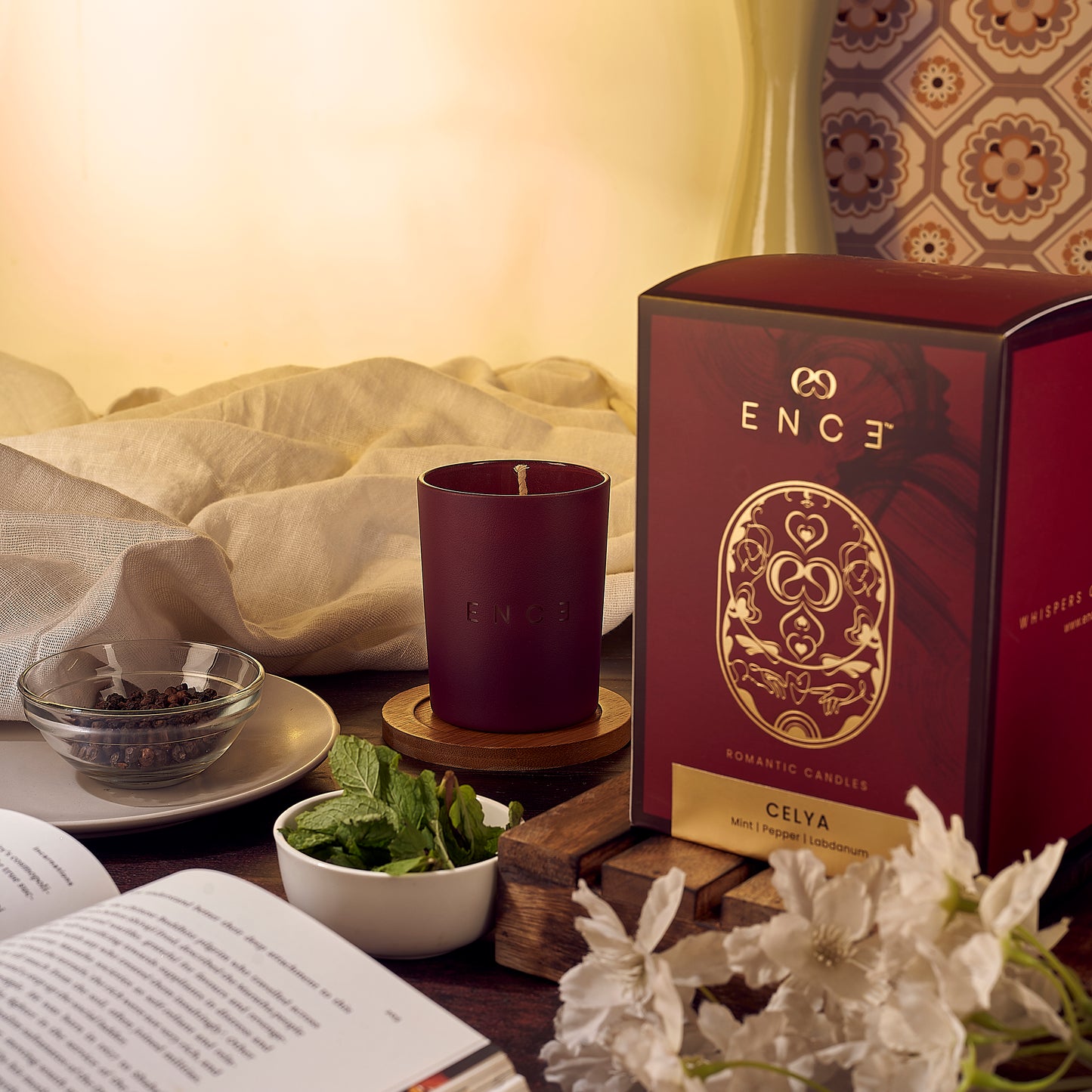 ENCE Celya  Mint & Pepper Luxury Soy Candle (200g / 50 Hrs)