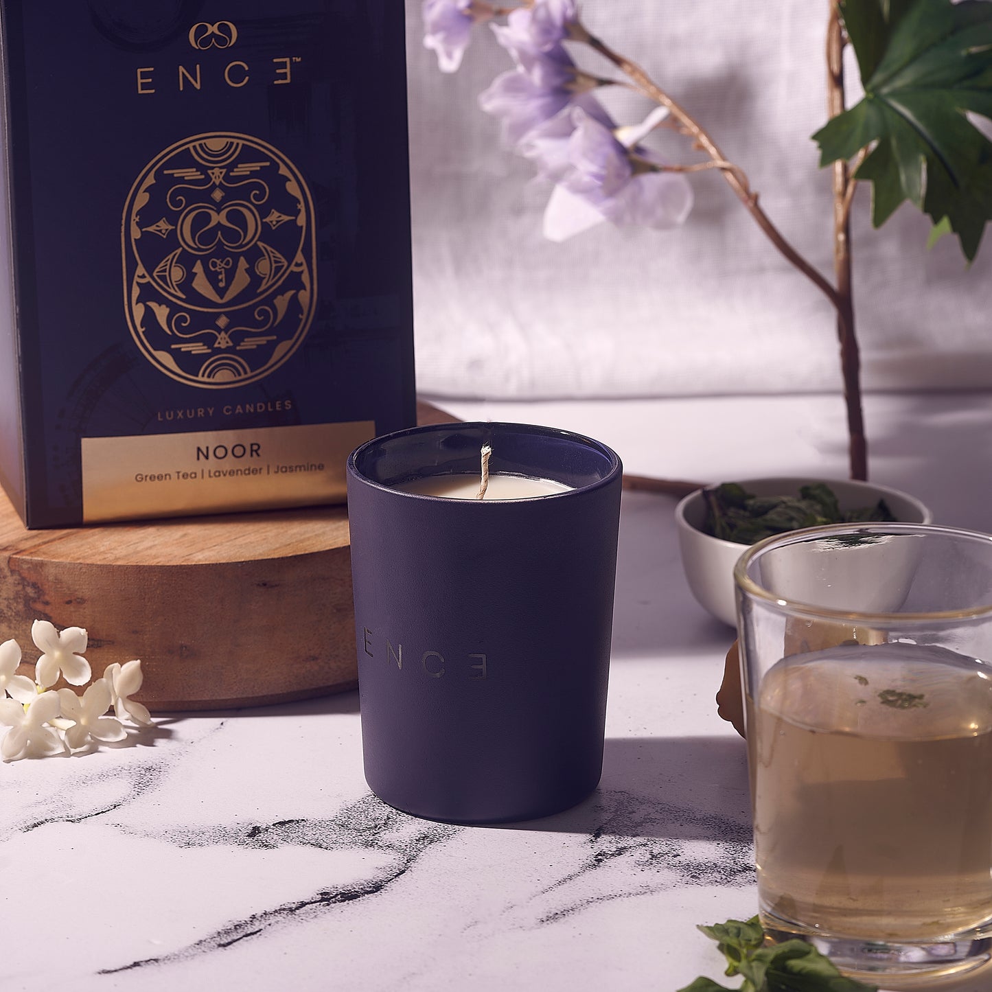 ENCE Noor  Japanese Green Tea & Lavendar Luxury Soy Candle (200g / 50 Hrs)