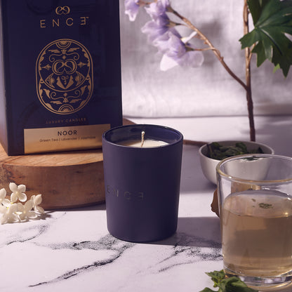 ENCE Noor  Japanese Green Tea & Lavendar Luxury Soy Candle (200g / 50 Hrs)