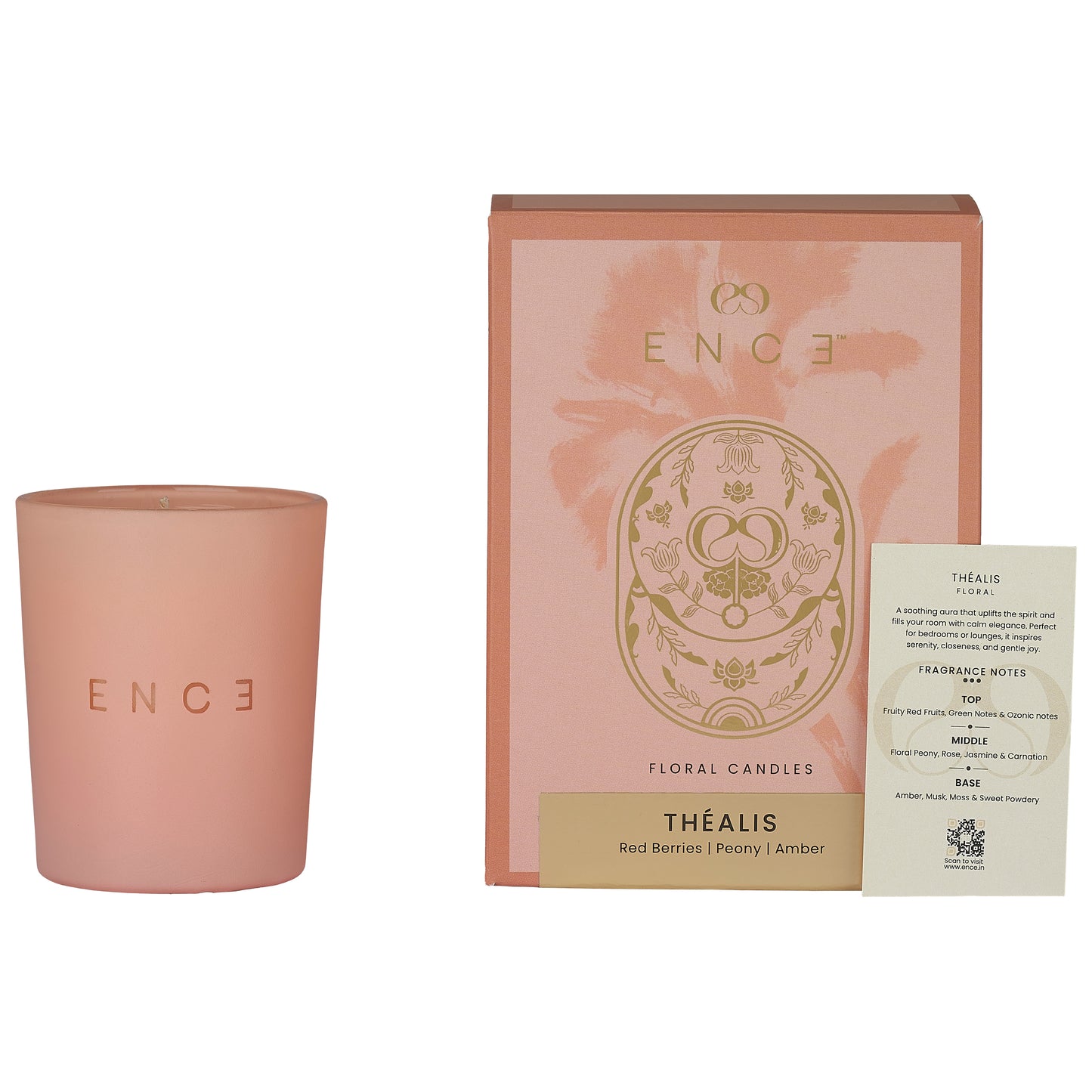 ENCE Thelais  Red Berries & Peony Luxury Soy Candle (200g / 50 Hrs)