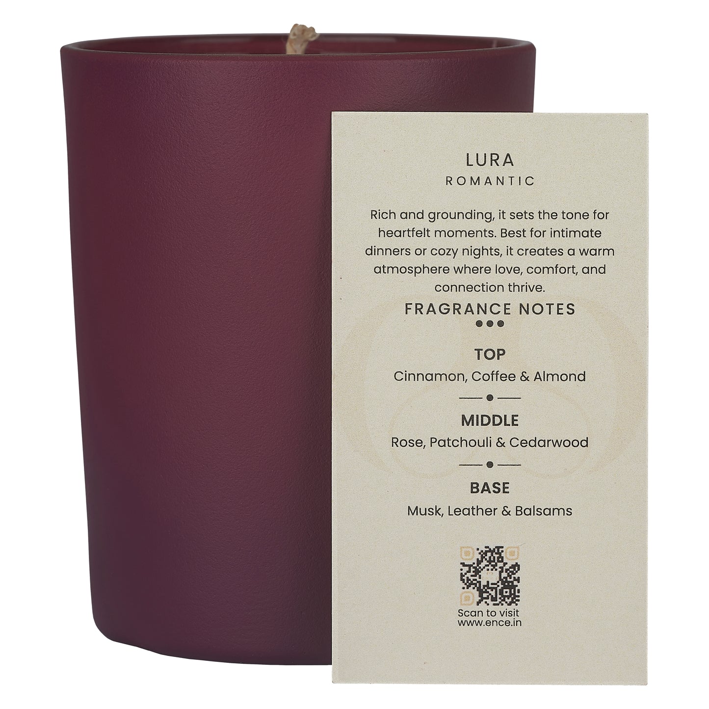 ENCE Lura  Coffee & Atlas Cedarwood Luxury Soy Candle (200g / 50 Hrs)