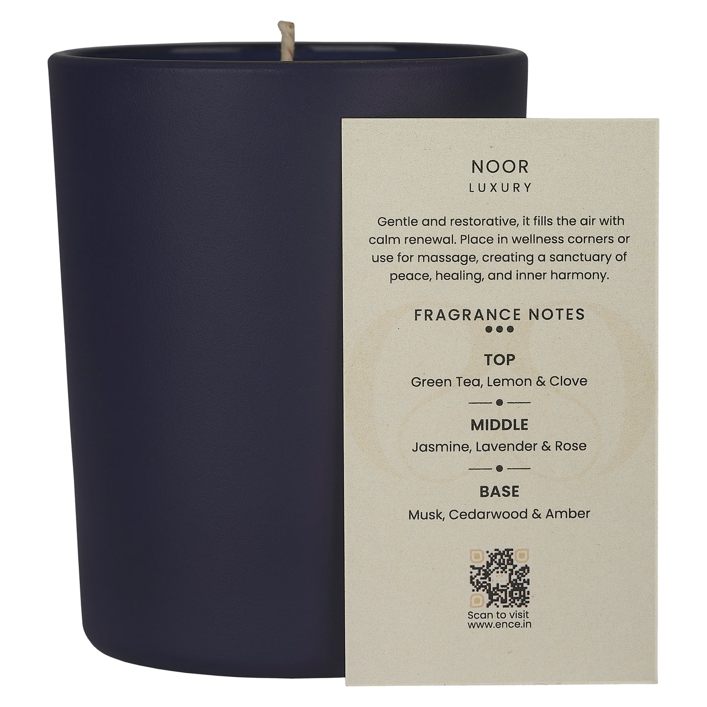 ENCE Noor  Japanese Green Tea & Lavendar Luxury Soy Candle (200g / 50 Hrs)