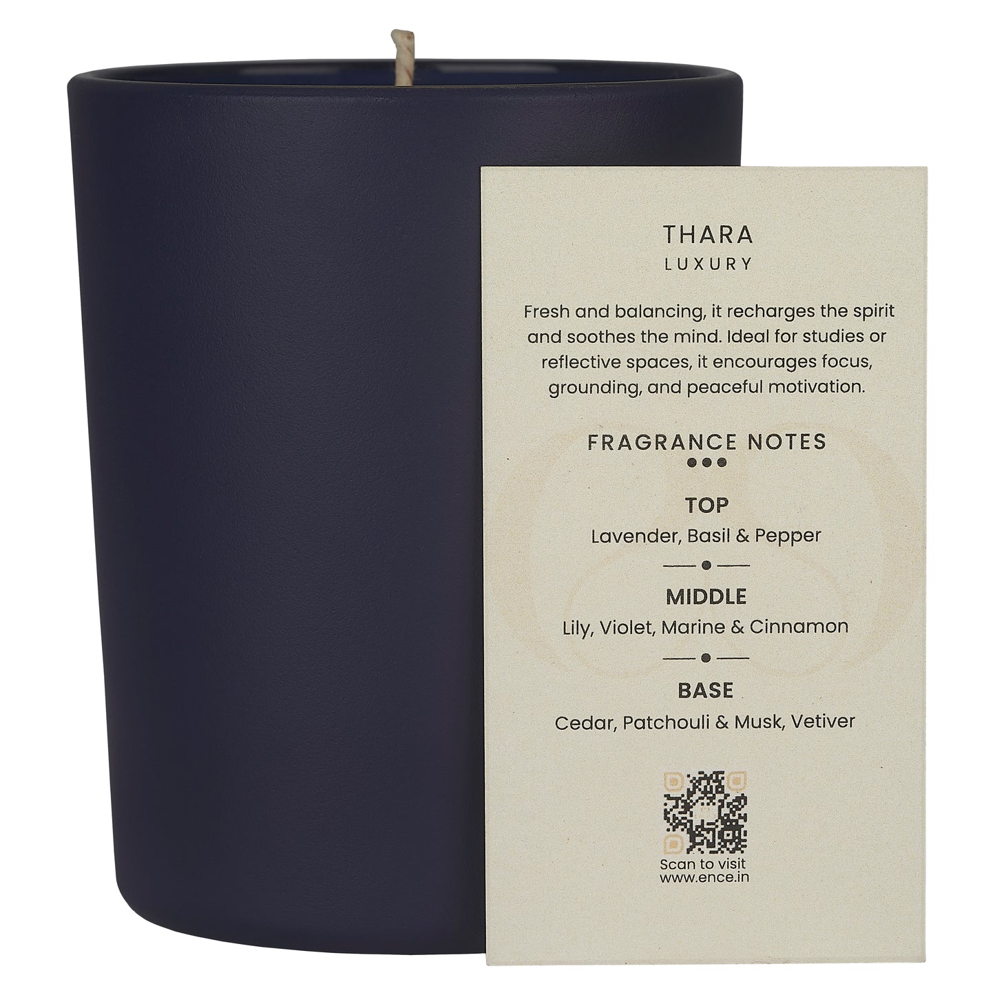 ENCE Thara  Basil & Lily Luxury Soy Candle (200g / 50 Hrs)