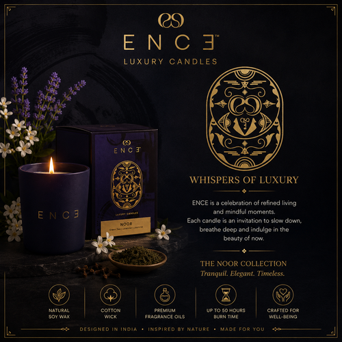 ENCE Noor  Japanese Green Tea & Lavender Luxury Soy Candle (200g / 50 Hrs)