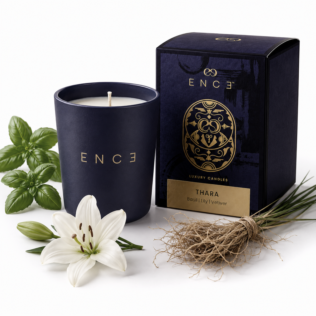 Thara  Basil & Lily Luxury Soy Candle